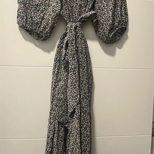 ba&sh Black and White Long Sleeve Dress